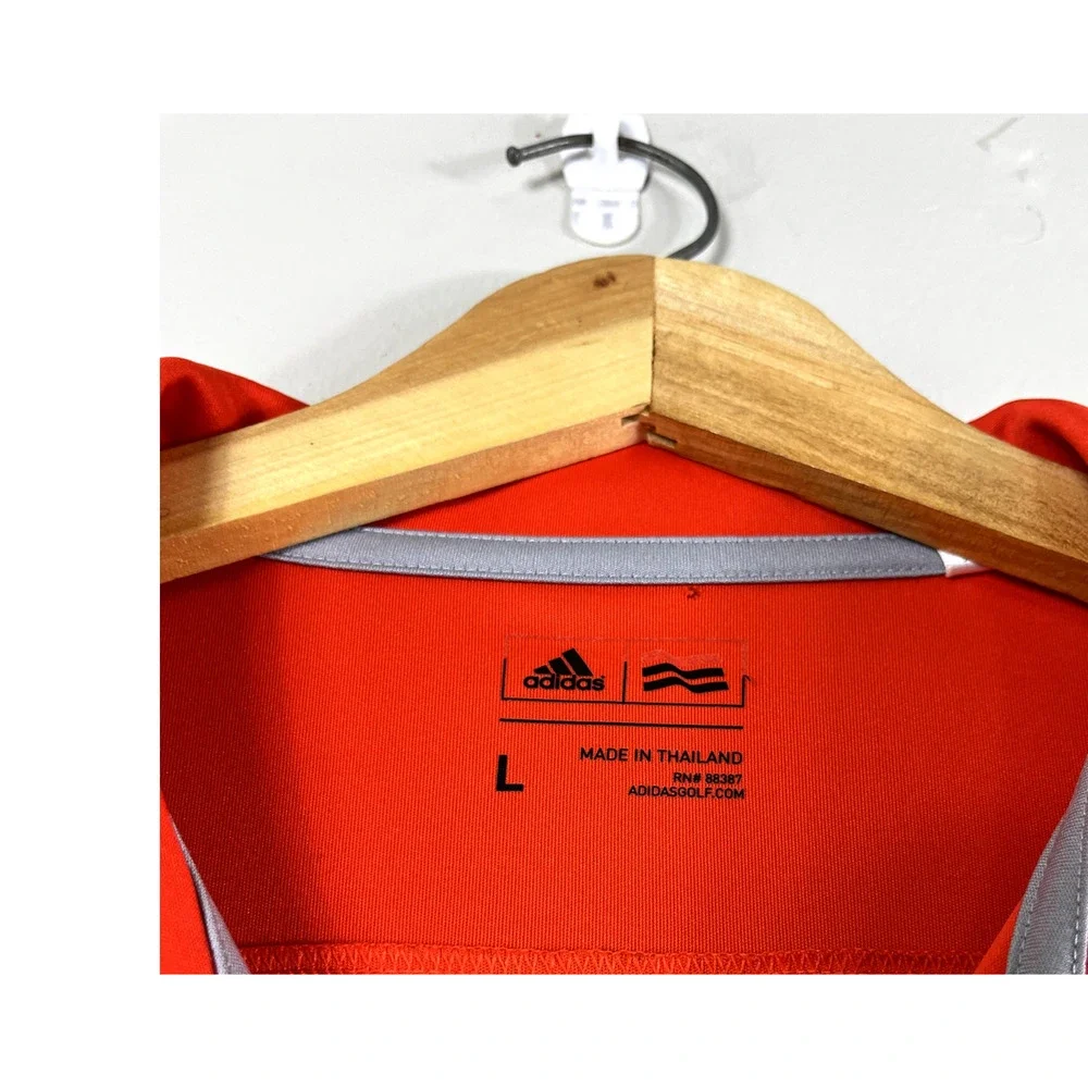 Men's Orange Adidas Polo Shirt L